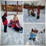 Dzieci z grupy Pszczółki podczas zimowych zabaw na śniegu..jpg