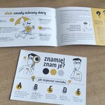 Na zdjęciu widac broszurę  edukacyjną dotyczącą profilaktyki raka skóry i rozpoznawania czerniaka. Na rozkładówce  u góry znajduje się sekcja 