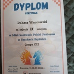 Dyplom Łukasza za 9. miejsce w Mistrzostwach Polski Juniorów w Szachach Szybkich_ grupa C.jpg
